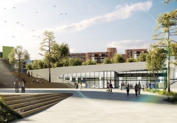 Projection du futur parvis de la gare de Cergy-Préfecture