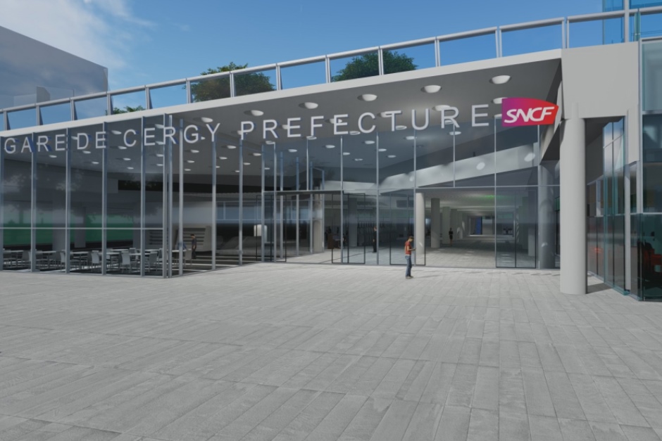 Perspective de la façade de la gare de Cergy-Préfecture